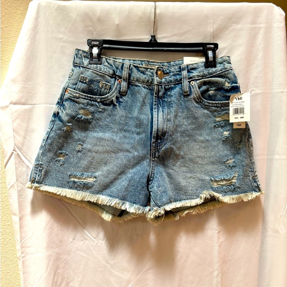 YMI Blue Jean Shorts with Distressed Frayed Hems